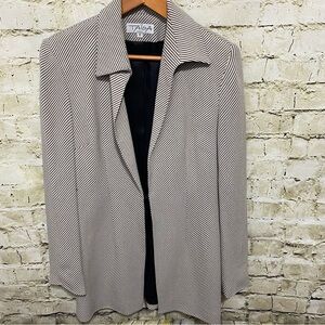 Taiga Paris Black Beige Striped Viscose Blazer Jacket